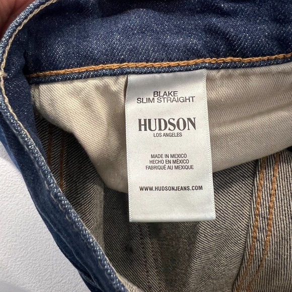Hudson Blake Slim Straight Jeans Mens 32 Blue Denim Cotton Stretch Mid Rise - Picture 12 of 15